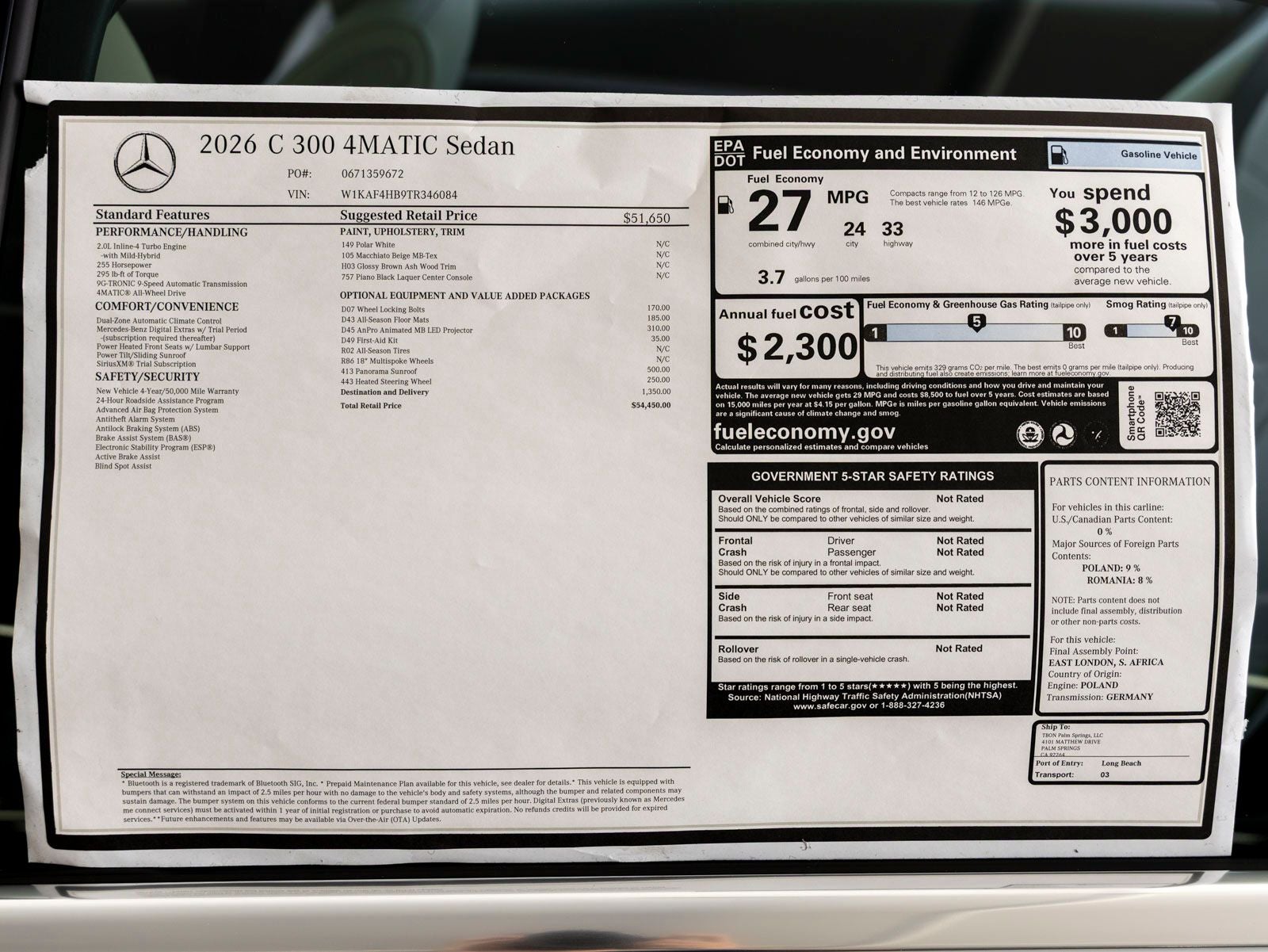 2026 Mercedes-Benz C-Class C 300 4MATIC®