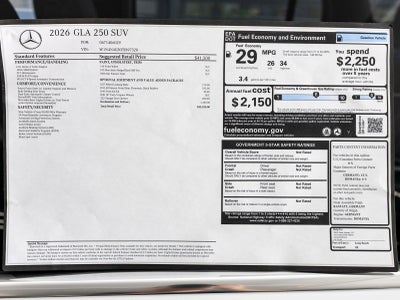 2026 Mercedes-Benz GLA GLA 250