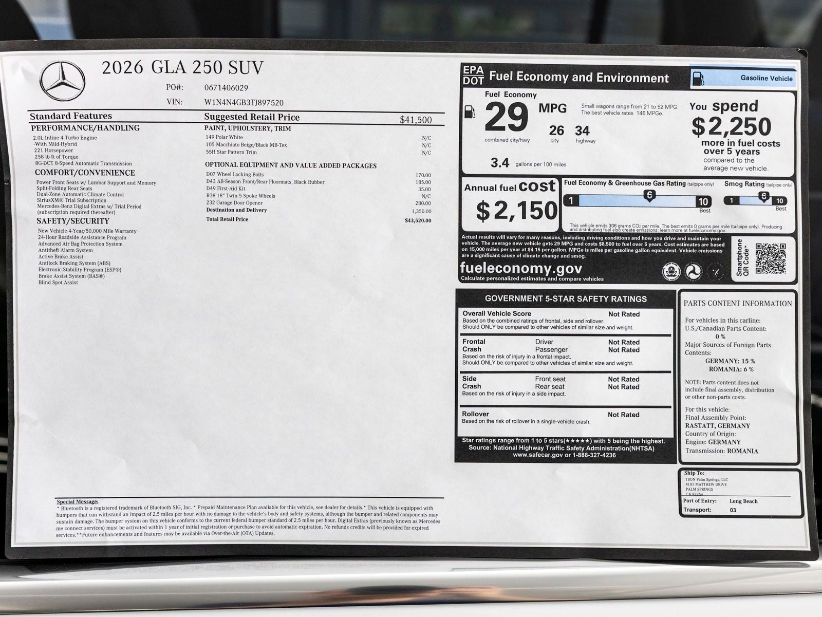 2026 Mercedes-Benz GLA GLA 250