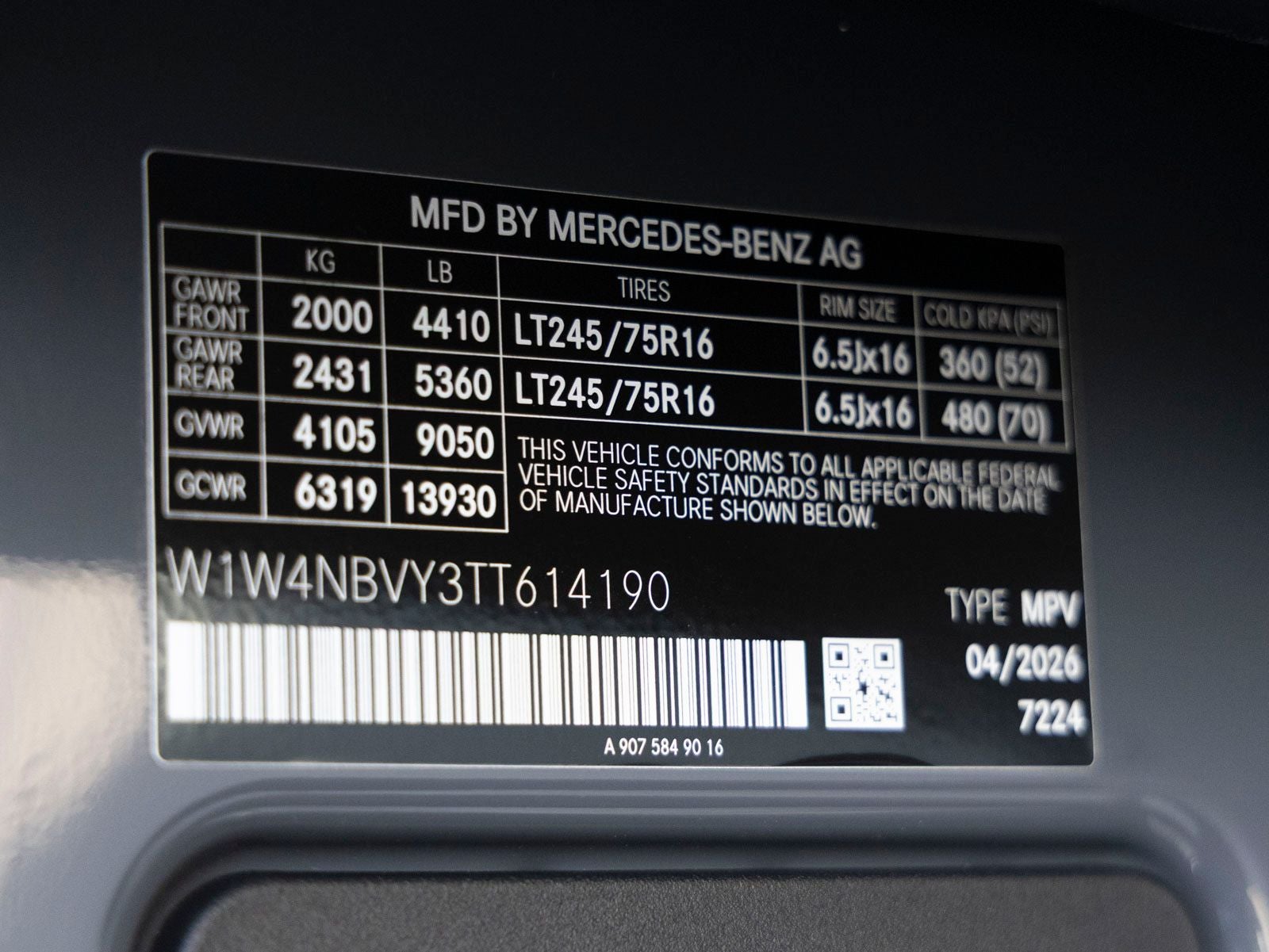 2026 Mercedes-Benz Sprinter 2500 Cargo 144 WB 4MATIC®